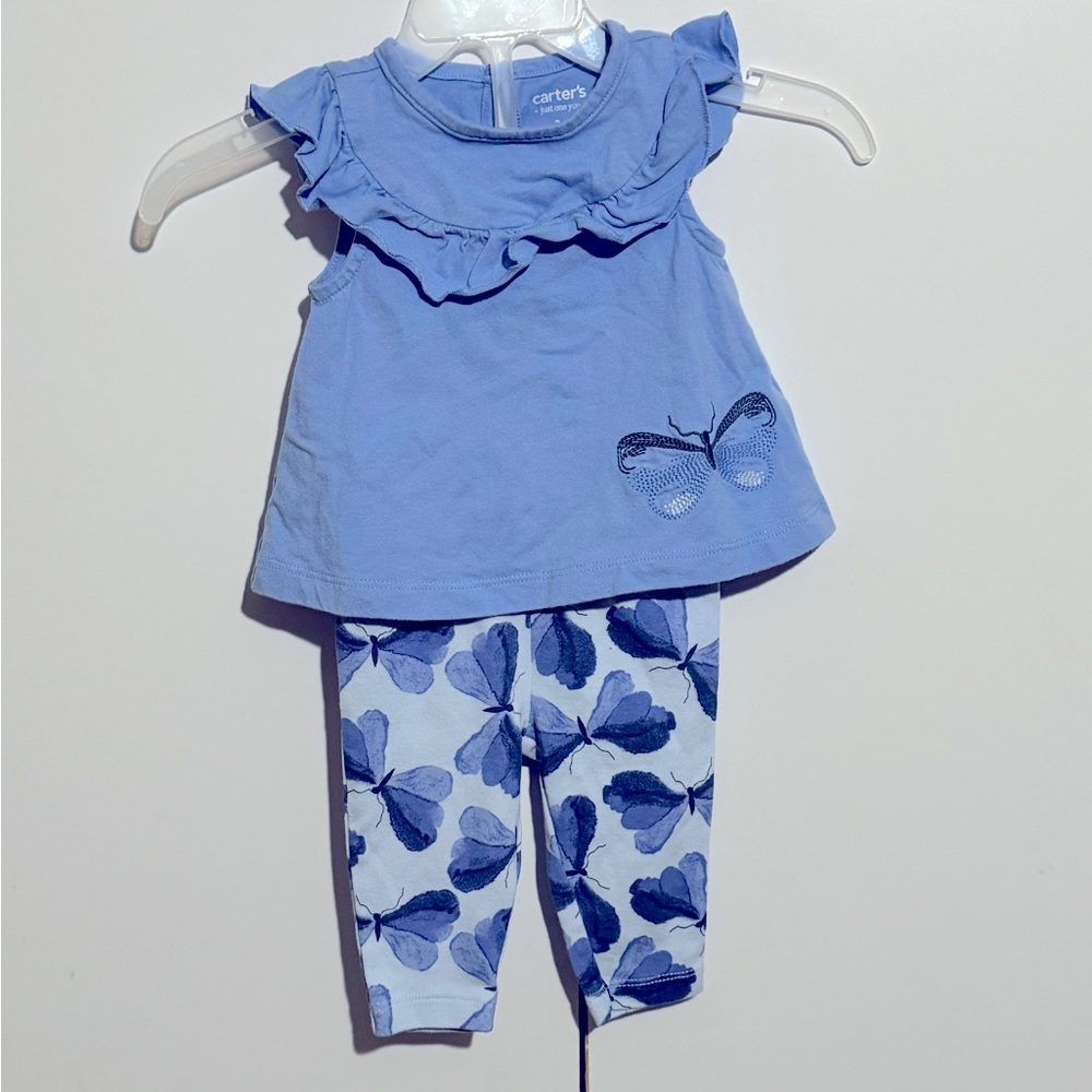 Carters butterfly pants and top size 3 months